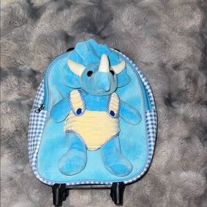 Blue Plush Triceratops Kids Backpack/ Suitcase with Wheels Dino 🦖 🦕 🩵